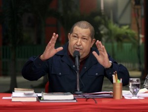Venezuela's President Chavez speaks during a ceremony launching a new housing project by the government in Caracas